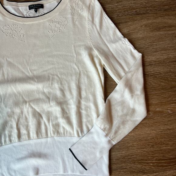 Rag & Bone Adriana Eyelet Border Black Trim Jumper Sweater - Picture 4 of 10